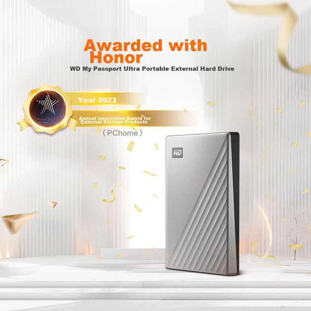 Диск жорсткий зовнішній Western Digital Ultra 1 ТБ Type-C, 2.5 дюйма, сріблястий - зображення 2