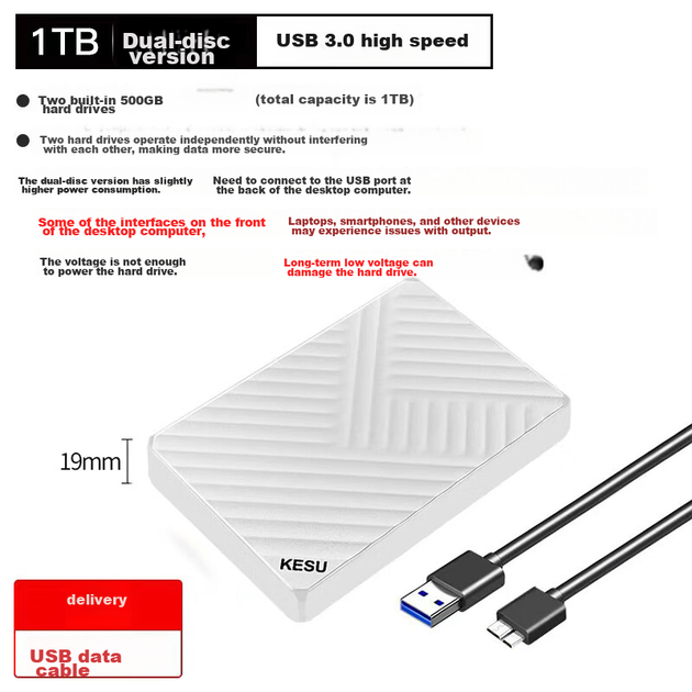 Жорсткий диск зовнішній KESU 1ТБ USB 3.0 2.5 дюйма - зображення 2