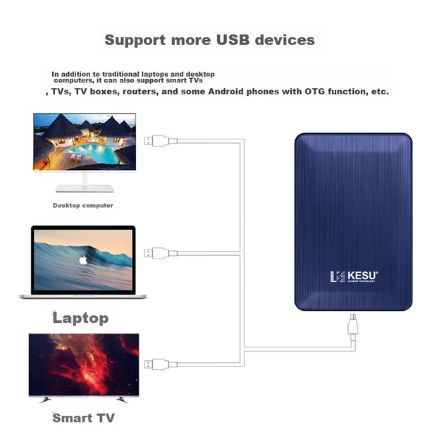 Диск жорсткий портативний KESU 500ГБ з шифруванням, USB 3.0, 2.5", синій - зображення 7