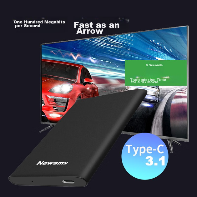 Портативний жорсткий диск Newsmy 500 ГБ, механічний, інтерфейс Type-C, серія Mingyue Fashion, USB 3.1, 2,5 дюйма, колір Obsidian Black, 118 МБ/с, високошвидкісна передача даних - Фото 8 Портативний жорсткий диск Newsmy 500 ГБ, механічний, інтерфейс Type-C, серія Mingyue Fashion, USB 3.1, 2,5 дюйма, колір Obsidian Black, 118 МБ/с, високошвидкісна передача даних - изображение 8