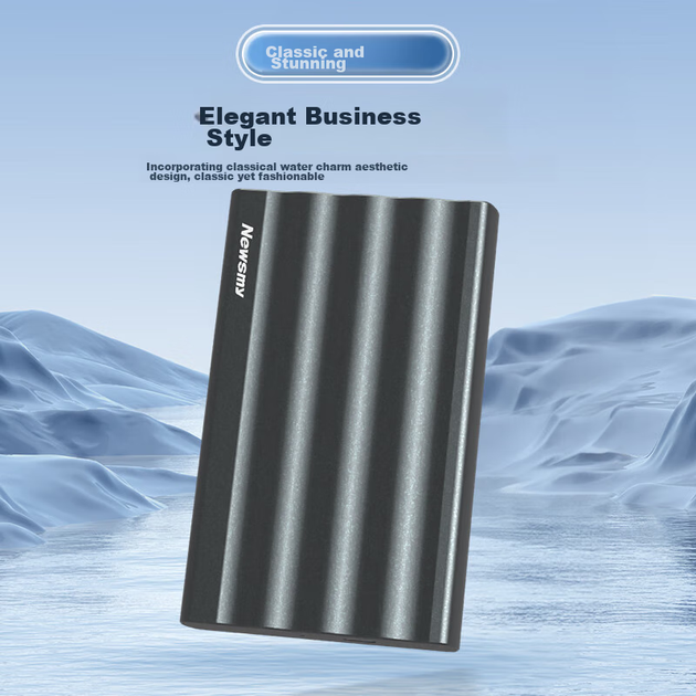 Портативний жорсткий диск Newsmy 2 ТБ, механічний, серія Xinghe Metal, USB 3.0, 2.5", чорний, матова текстура, хвилястий дизайн - зображення 4