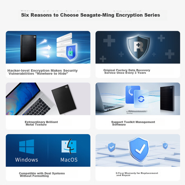 Диск жесткий внешний SEAGATE 1 ТБ USB 3.0 с шифрованием, 2.5 дюйма, черный - Фото 3 Диск жесткий внешний SEAGATE 1 ТБ USB 3.0 с шифрованием, 2.5 дюйма, черный - изображение 3
