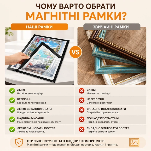 Рамка для постера магнітна чорна 30×40 см - Фото 3 Рамка для постера магнітна чорна 30×40 см - зображення 3