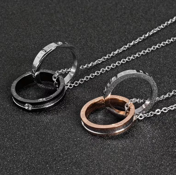 Кулон гіпоалергенний Double Ring з ланцюжком, підвіска, прикраса на шию з медичної сталі під срібло, унісекс - зображення 5