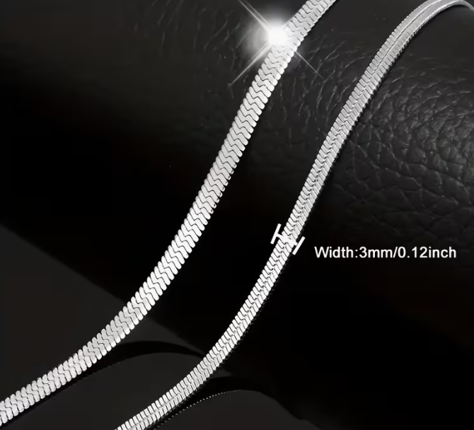 Ланцюжок з гіпоалрегенної нержавіючої сталі Flat Snake Chain, прикраса на шию для чоловіків та жінок - Фото 3 Ланцюжок з гіпоалрегенної нержавіючої сталі Flat Snake Chain, прикраса на шию для чоловіків та жінок - зображення 3