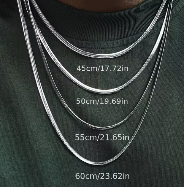 Ланцюжок з гіпоалрегенної нержавіючої сталі Flat Snake Chain, прикраса на шию для чоловіків та жінок - Фото 5 Ланцюжок з гіпоалрегенної нержавіючої сталі Flat Snake Chain, прикраса на шию для чоловіків та жінок - зображення 5
