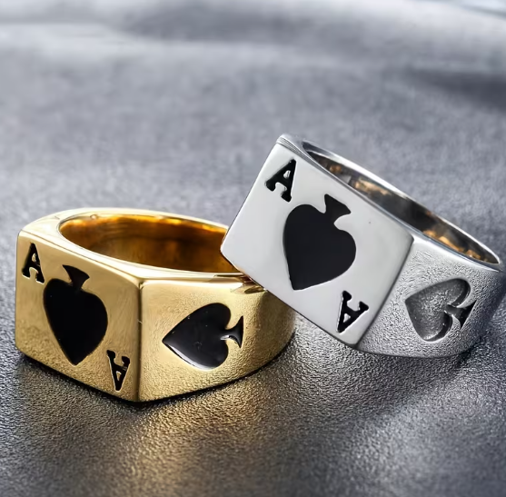 Кольцо, стильный регулируемый перстень, печатка Poker Ring 1 шт - Фото 7 Кольцо, стильный регулируемый перстень, печатка Poker Ring 1 шт - изображение 7