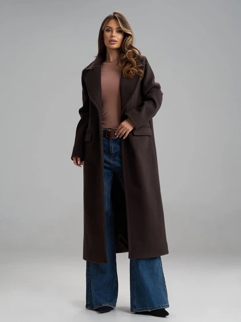 Жіночі пальта ISSA PLUS 15854 XL темно-коричневий - Фото 1 Жіночі пальта ISSA PLUS 15854 XL темно-коричневий - зображення 1