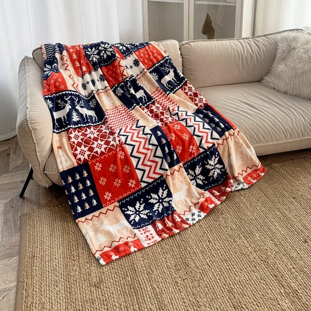 Плед Новогодний 150x200 см Велсофт Мультиколор - Фото 1 Плед Новогодний 150x200 см Велсофт Мультиколор - изображение 1