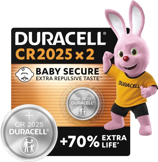 Батарейка літієва DURACELL CR2025, на блістері 2шт - зображення 2