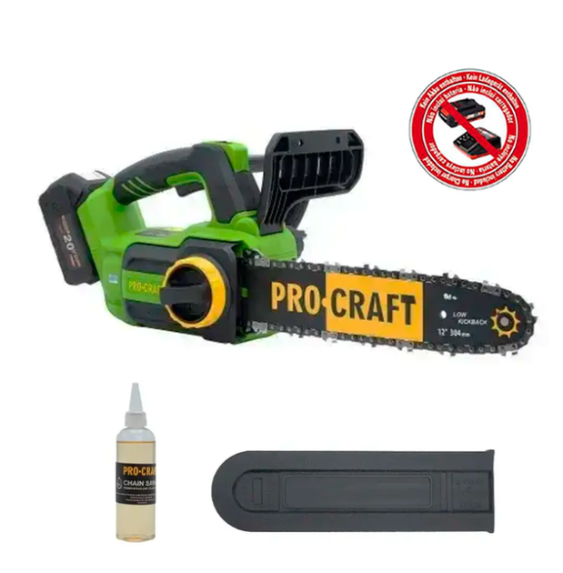 Аккумуляторная пила Procraft PKA42Li цепная бесщеточная электропила садовая для дерева дров веток 20 В шина 304 мм 4900 об мин скорость 9,3 м с автоматическая смазка бесключевое натяжение без АКБ ЗУ - изображение 2