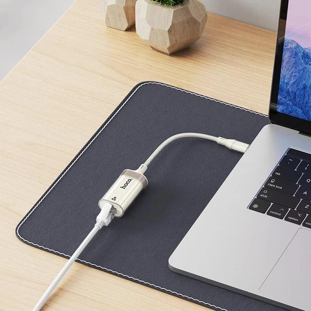 Сетевая карта Ethernet адаптер переходник HOCO UA41B Crystal Type-C-RJ45 100mbps 145мм - изображение 8
