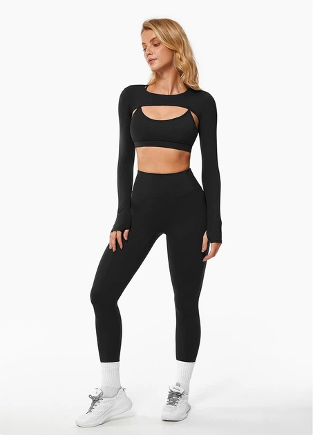 Болеро та топік набір спорт на танці йогу теніс чорний M - зображення 5