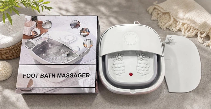 Складная ванночка-массажер для ног FOOT BATH MASSAGER TS-5523 3ОО Вт с ИК-подогревом и магнитотерапией серо-белая - изображение 6