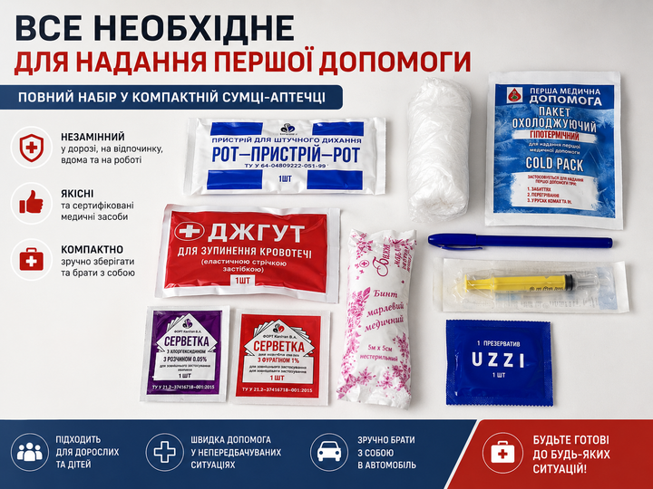 Аптечка автомобільна першої допомоги Autos медична автоаптечка в машину набір першої медичної допомоги для автомобіля - Фото 4 Аптечка автомобільна першої допомоги Autos медична автоаптечка в машину набір першої медичної допомоги для автомобіля - зображення 4
