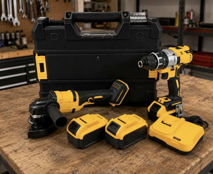 Акумуляторний набір інструментів KRAFFTEC 48V 2в1 Болгарка 125 мм із двома батареями Дриль-шурупокрут у кейсі Бездротовий комплект для ремонту - зображення 5