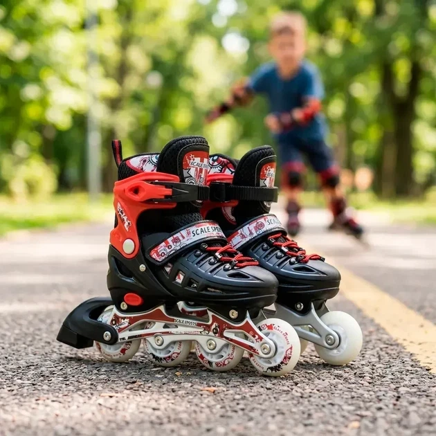 Детские ролики с регулируемым размером 34-37 Scale Sports Красные - Фото 2 Детские ролики с регулируемым размером 34-37 Scale Sports Красные - изображение 2