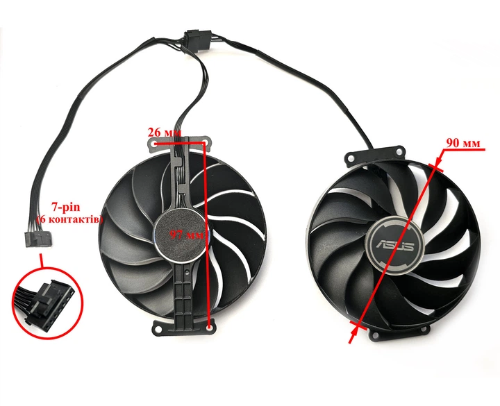 Вентилятор кулер для відеокарти ASUS RTX 4070 Super DUAL EVO (orgnl) 90 мм Champion CF9010U12D (PLA09215B12H FD9015U12D T129215BU) комплект 2 шт (№510) - Фото 3 Вентилятор кулер для відеокарти ASUS RTX 4070 Super DUAL EVO (orgnl) 90 мм Champion CF9010U12D (PLA09215B12H FD9015U12D T129215BU) комплект 2 шт (№510) - зображення 3