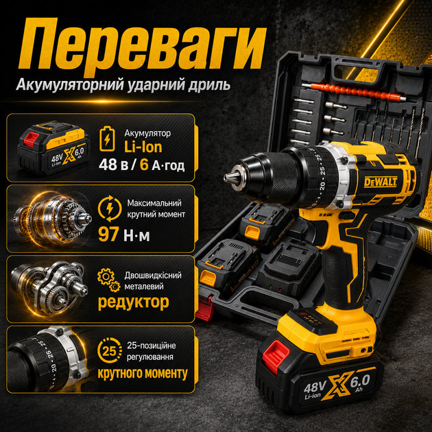 Аккумуляторная ударная дрель Krafftec Germani DCD870 с подсветкой Мощный шуруповерт Инструмент для сверления - изображение 3