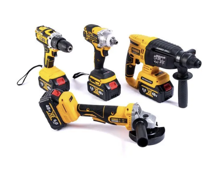 Набор аккумуляторных инструментов DeWalt Профессиональный комплект электроинструмента для строительства Шуруповерт с перфоратором Угловая шлифмашина и гайковерт - изображение 7