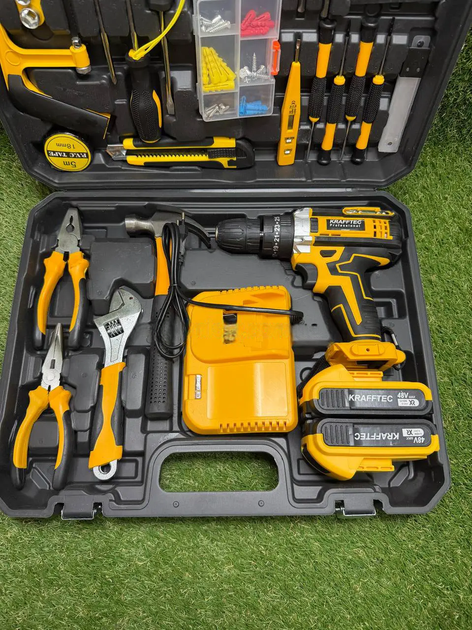 Ударный шуруповерт Krafftec PRO DCD791 48V 6Ah 95 Нм, аккумуляторная дрель с 2 АКБ, кейсом и набором инструментов - изображение 6