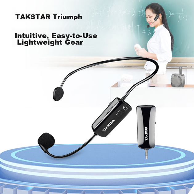 Беспроводная UHF-гарнитура-микрофон TAKSTAR HM-200W с дисплеем, подходит для лекций преподавателей, экскурсоводов, шоппинг-туров, совещаний, портативных выступлений, использования уличными торговцами. - изображение 5