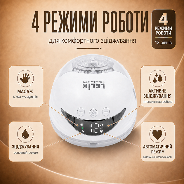 Молокоотсос электрический беспроводной LELIK™ Genius Lacto Pro 210 ml ультратихий и портативный, свободные руки + Подарок пакеты для хранения грудного молока LELIK™ BPA Free, двухслойные, сертифицированные, 150 мл, 30 шт. - Фото 3 Молокоотсос электрический беспроводной LELIK™ Genius Lacto Pro 210 ml ультратихий и портативный, свободные руки + Подарок пакеты для хранения грудного молока LELIK™ BPA Free, двухслойные, сертифицированные, 150 мл, 30 шт. - изображение 3