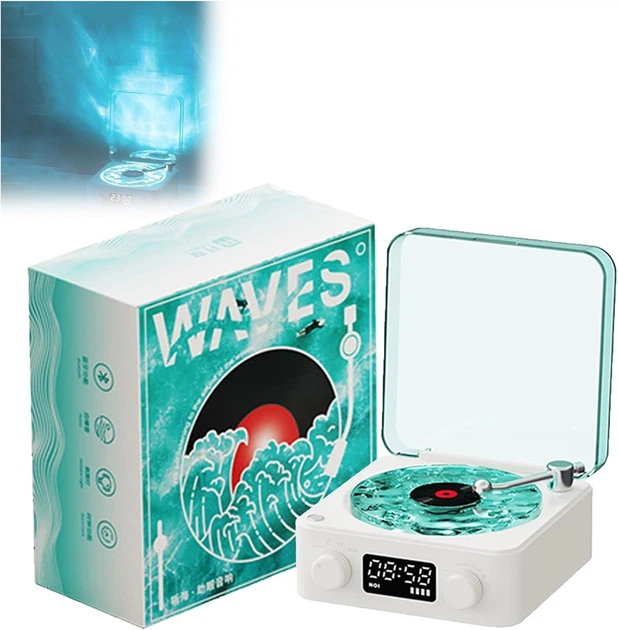 Нічник Vinyl Waves Player ретро-програвач, з ефектом морських хвиль, LED нічна лампа з Bluetooth колонкою - зображення 4