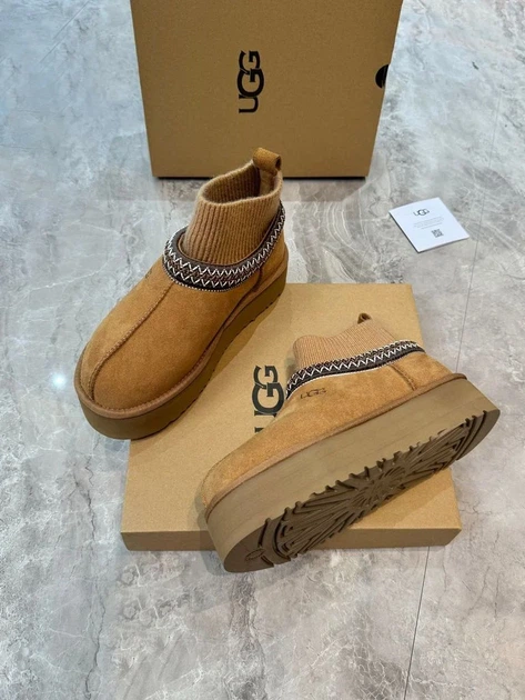 Уги шкарпетка UGG Tazz Platform Knit chestnut 36 розмір коричневі - Фото 5 Уги шкарпетка UGG Tazz Platform Knit chestnut 36 розмір коричневі - изображение 5