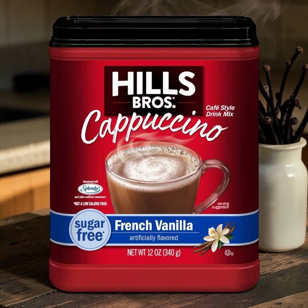 Капучино Hills Bros. French Vanilla без цукру 340 г - Фото 1 Капучино Hills Bros. French Vanilla без цукру 340 г - зображення 1