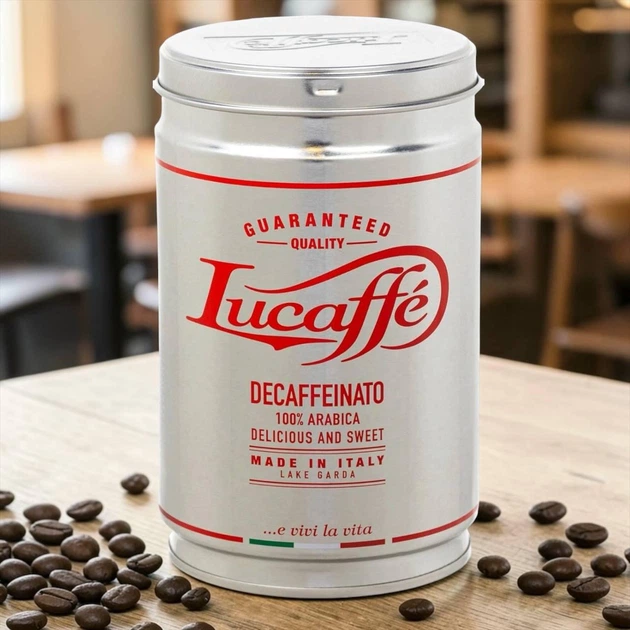 Кава мелена Lucaffe Decaffeinato без кофеїну 250 г - Фото 1 Кава мелена Lucaffe Decaffeinato без кофеїну 250 г - изображение 1