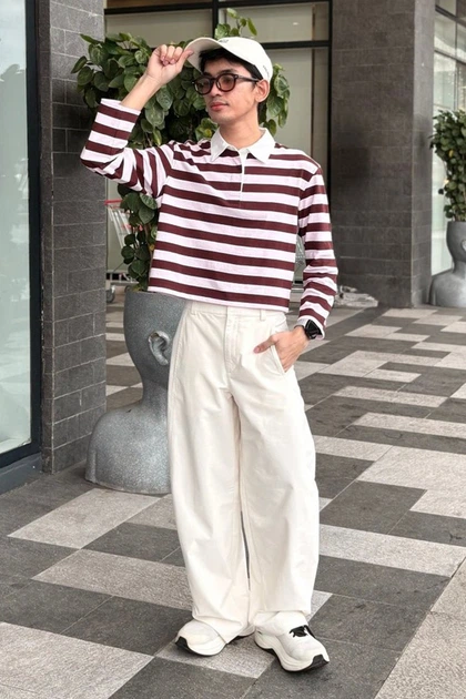 Женское поло в полоску Uniqlo 42(S) Розово-коричневый (154886) - изображение 4