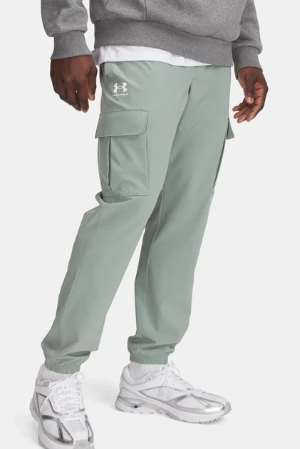 Чоловічі м'ятні спортивні штани UA Vibe Woven Cargo Pants Under Armour S 1386558-348 - Фото 1 Чоловічі м'ятні спортивні штани UA Vibe Woven Cargo Pants Under Armour S 1386558-348 - зображення 1