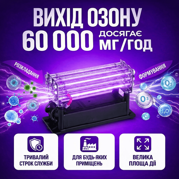 Озонатор воздуха YH-MAX 60 г/ч для дома, квартиры на кварцевых трубках - изображение 3
