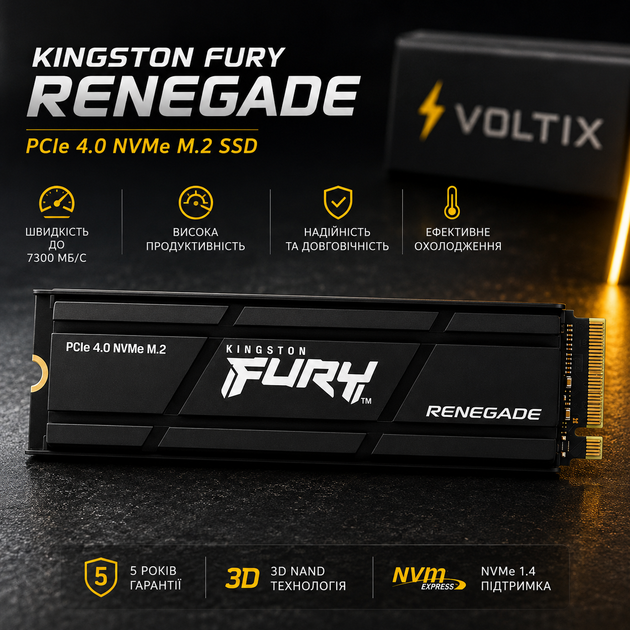 Накопитель SSD M.2 2TB Kingston FURY Renegade with Heatsink NVMe PCIe 4.0 (SFYRDH/2000G) - изображение 4