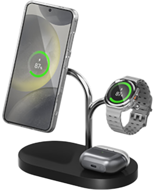 Bezprzewodowa stacja ładowania Samsung GP-PWU024WIABW Qi2 3-in-1 Wireless Charger 15W Czarna - Zdjęcie 5 Bezprzewodowa stacja ładowania Samsung GP-PWU024WIABW Qi2 3-in-1 Wireless Charger 15W Czarna - obraz 5