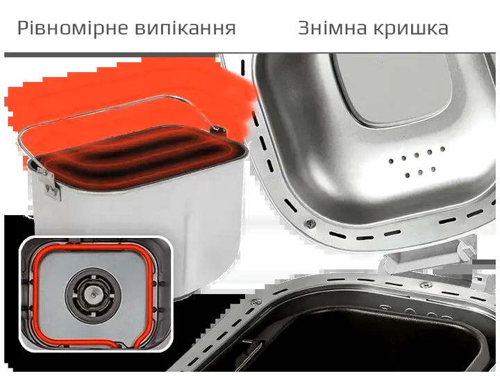 Хлібопіч 850 Вт 12 програм для дому 700 900 1150 г білий Liberton MC-2692 - зображення 6