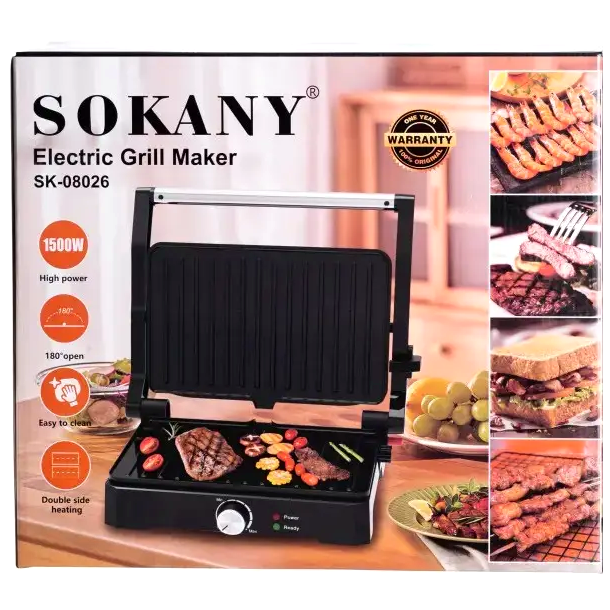 Электрический гриль 1500 Вт антипригарное покрытие для кухни настольный Sokany MC-3374 - изображение 10