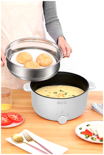 Электрокастрюля 3 л 900 Вт для кухни белая ECG MC-0958 - изображение 5