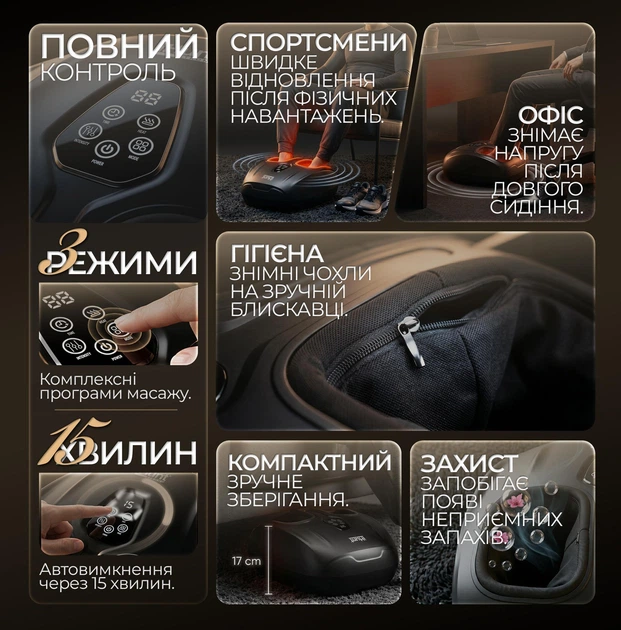 Массажер для ног iHunt SPA FootRelax AirHeat Black — роликовый массаж, компрессия, подогрев, 4 режима, 5 уровней интенсивности, 24 Вт - Фото 5 Массажер для ног iHunt SPA FootRelax AirHeat Black — роликовый массаж, компрессия, подогрев, 4 режима, 5 уровней интенсивности, 24 Вт - изображение 5