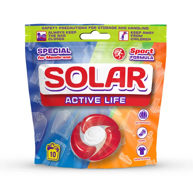 Капсули для прання мембранних тканин Solar Active life 10 шт (4820269930643)