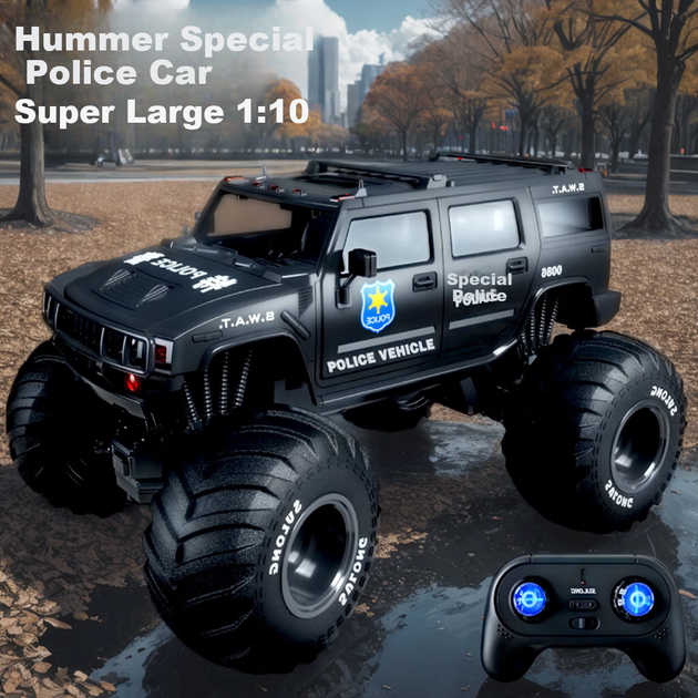 Машинка JINGDA TOYS Hummer Police Car радиоуправляемая 1:10, черная - Фото 2 Машинка JINGDA TOYS Hummer Police Car радиоуправляемая 1:10, черная - изображение 2