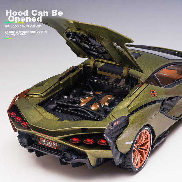 Bimeigao 1:18 Lamborghini FKP 37 Модель спортивного автомобіля Іграшка Реалістична модель легкосплавного автомобіля Подарункова модель для хлопчиків - зображення 10