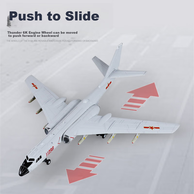 Стратегічний бомбардувальник Chiyumoxing H-6K Модель літака Реалістична іграшка зі сплаву літака Військова модель хлопчики Новорічний подарунок - зображення 7