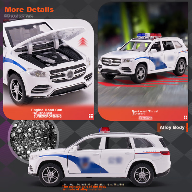Машинка Chiyu Toys GLS 580 поліцейська зі сплаву, модель, подарунок - Фото 8 Машинка Chiyu Toys GLS 580 поліцейська зі сплаву, модель, подарунок - зображення 8