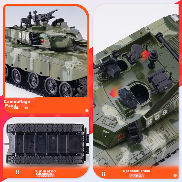 Іграшка основного бойового танка Chiyumoxing T99, реалістична модель легкосплавного транспортного засобу, військовий броньований автомобіль, дитяча іграшка, подарунок для хлопчиків - Фото 7 Іграшка основного бойового танка Chiyumoxing T99, реалістична модель легкосплавного транспортного засобу, військовий броньований автомобіль, дитяча іграшка, подарунок для хлопчиків - зображення 7