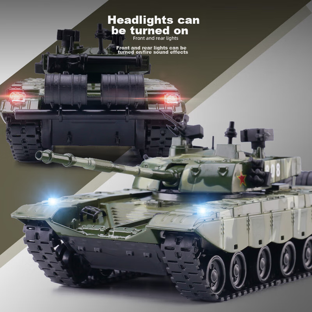 Іграшка основного бойового танка Chiyumoxing T99, реалістична модель легкосплавного транспортного засобу, військовий броньований автомобіль, дитяча іграшка, подарунок для хлопчиків - Фото 8 Іграшка основного бойового танка Chiyumoxing T99, реалістична модель легкосплавного транспортного засобу, військовий броньований автомобіль, дитяча іграшка, подарунок для хлопчиків - зображення 8