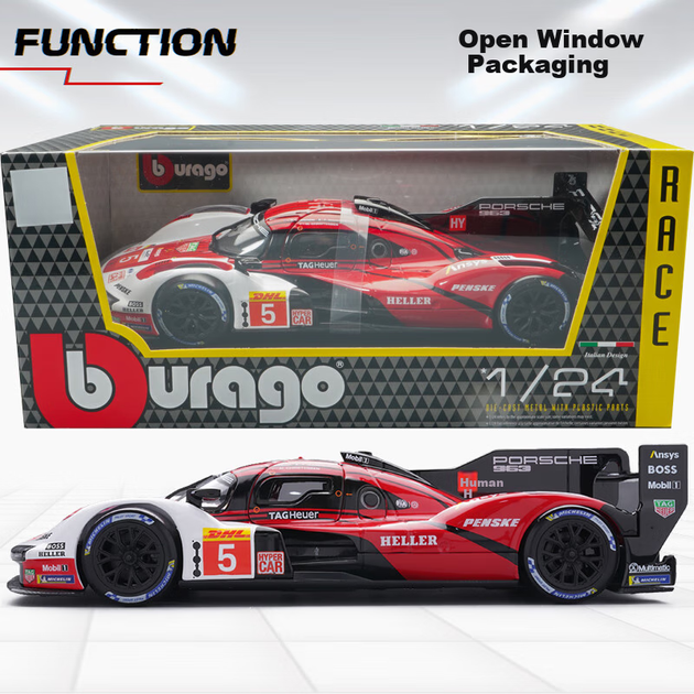 Модель гоночного автомобиля Porsche 963 Le Mans от Bimeigao в масштабе 1:24, реалистичная модель из сплава, игрушка для мальчиков. - изображение 5