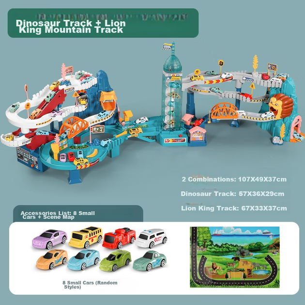 Детская игрушка AoZhiJia для мальчиков 3-6 лет: трек с динозаврами и парковка для машинок - изображение 12