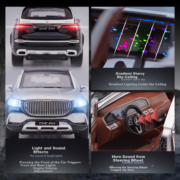 Chiyuchewan, Maybach GLS 600 Luxury Sedan, лита модель автомобіля з легкого сплаву, іграшкова машинка, подарунок для хлопчиків - зображення 6
